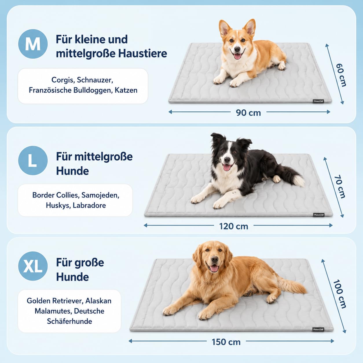 Dr Pfoten Pfotenchill Die Innovative Kühlmatte Für Hunde - Auto und Reise (M(91 * 58CM))