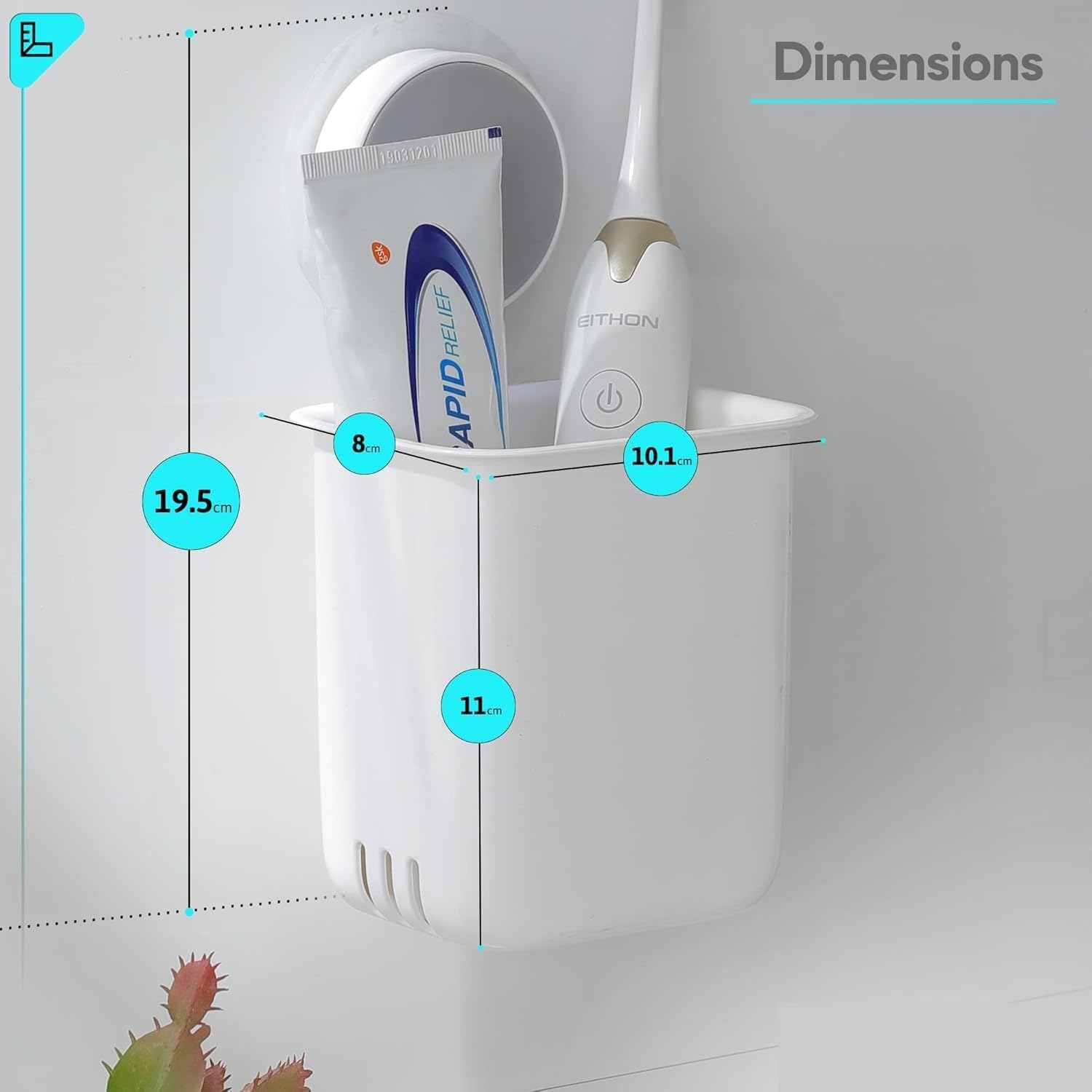Vruta Toothbrush Holders for Bathroom Plastic Wall Mounted Self Adhesive Brush Holder, Toothpaste, Shaver, Razor & Makeup Brush Holder (2, Standerd) — Amazon image 7