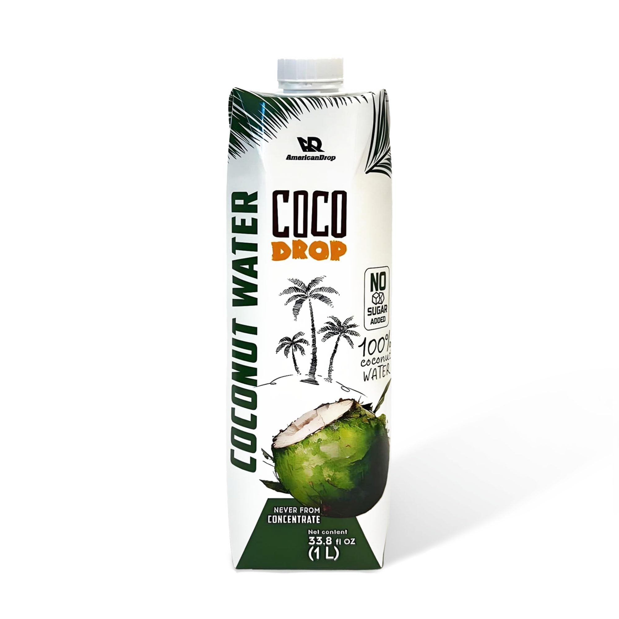 Coco Drop 100% Pure Coconut Water – No Sugar Added, Unsweetened, Non-GMO, 33.8 fl oz Bottle (Pack of 1)
