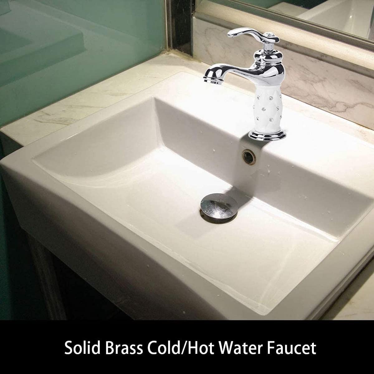 Grifo Monomando Monomando, Grifo Mezclador De Latón Macizo, Grifo De Agua Fría/Caliente con Adornos De Diamantes De Imitación para Grifo Mezclador De Lavabo