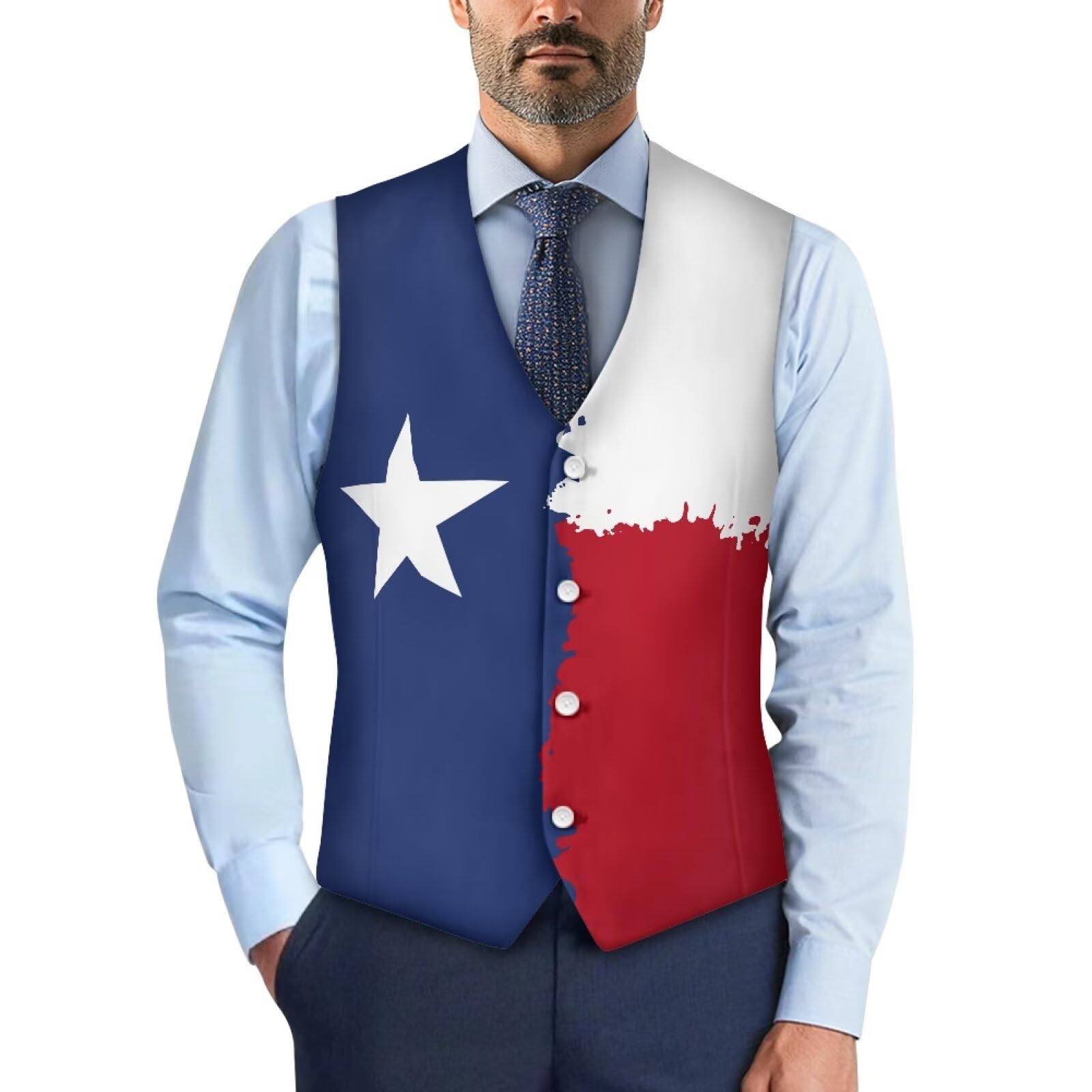 Mens Formal Suit Vest V Neck Button Down Waistcoat Adjust Waist Sleeveless Jacket Plus Size Western Dress Vests