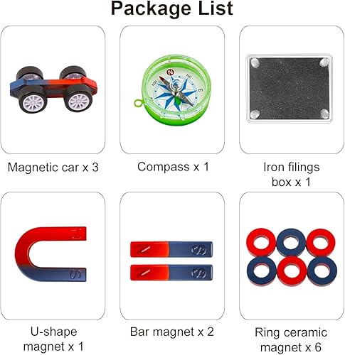 Miniatura 9 de Kits de imanes de ciencia para niños: Imán educativo Proyectos científicos Herramientas de experimento Kits de laboratorio de física Incluye