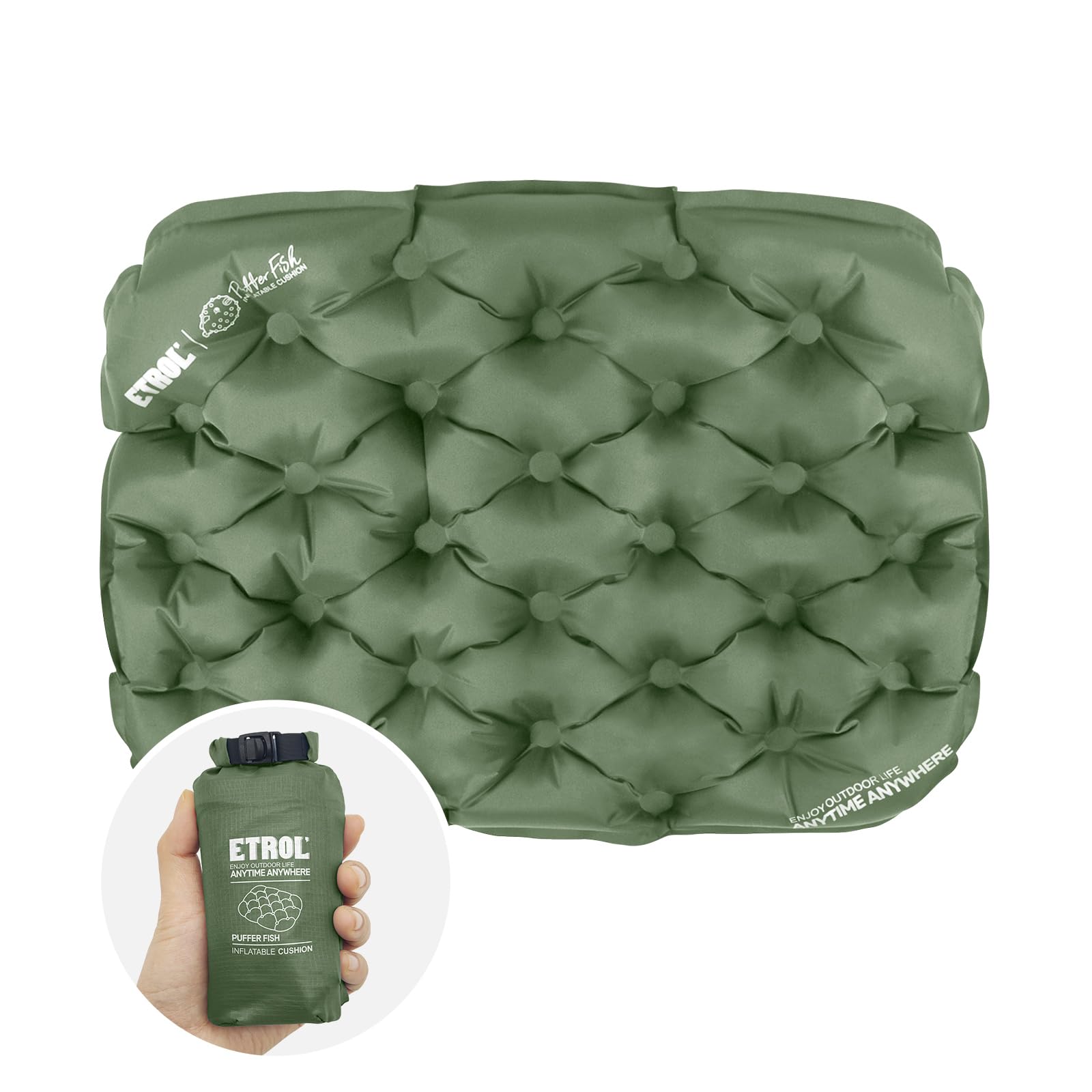 Inflatable Seat Cushion,Portable Lightweight Travel Air Sitting Pad - 17.3''x13.4''x2'',Moisture and Water Resistant Camping Chair Mat for Outdoor Office Stadium Bleacher Airplane Car