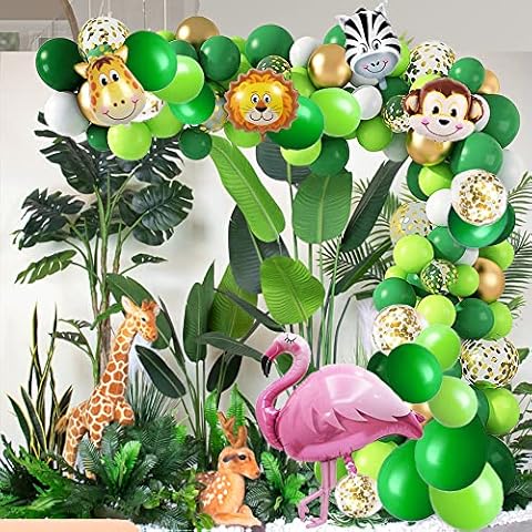 CozofLuv Safari Birthday Decoration Jungle Children's Birthday Decoration Safari Happy Birthday Decoration Jungle Balloons Forest Animals Birthday Decoration Cover