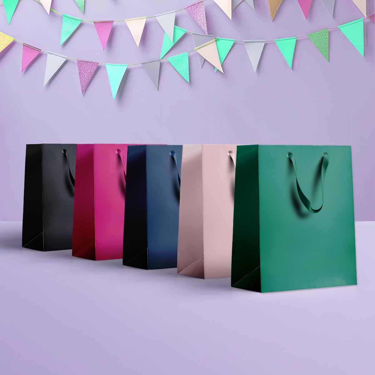 PAW Gift Bags - 20 x 25 x 10 cm, Pack of 10 with Fabric Handles, Monocolor Mix Dark Medium, 20x25x10cm - Image 3