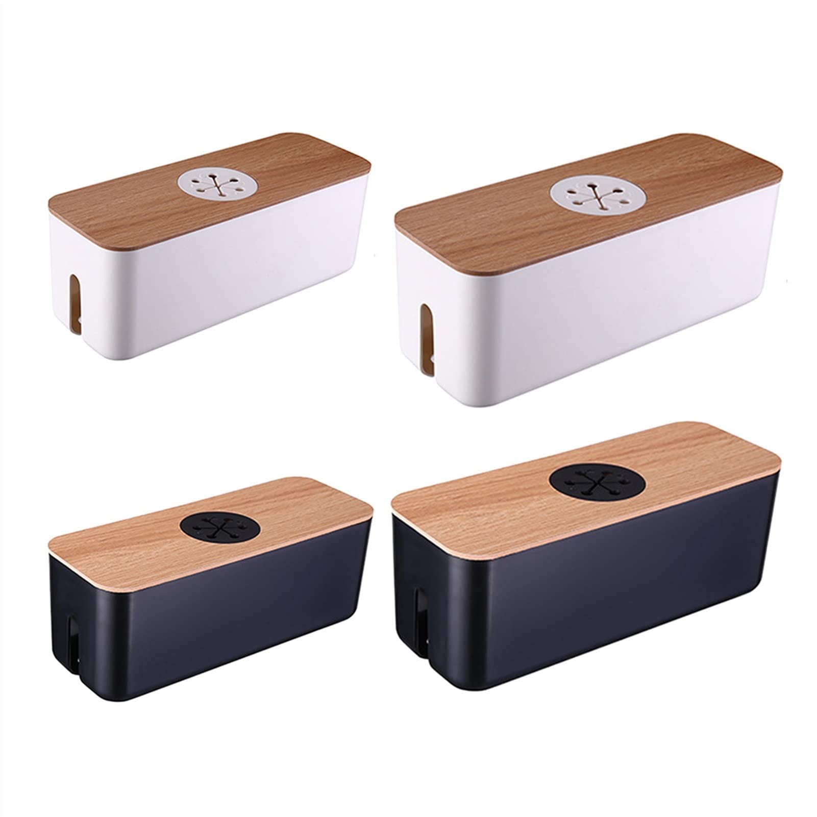 Scatola per Cavi Scatola di stoccaggio del Filo con Coperchio di Legno, Scatola di stoccaggio del Cavo della Rete del Cavo del Telefono Cellulare, Gestione del Caricatore della Famiglia Tipo Nascosto