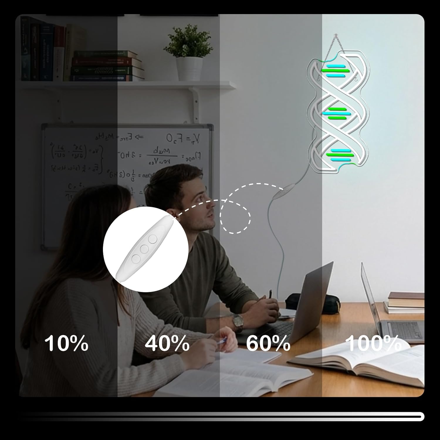Horseneon DNA Classroom Neon Sign Science Educational LED Wall Decor for Biology Labs, Teacher Gifts & Student Study Areas, USB-Powered with Adjustable Brightness