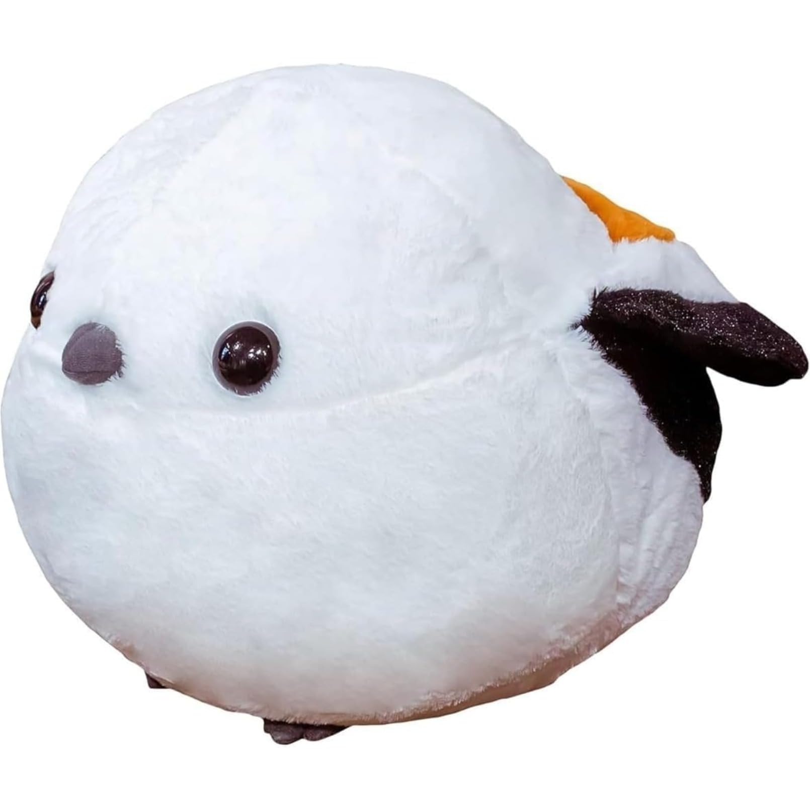 Shima Enaga Plush Cushion Long-Tailed Tit Bird Pillow 12in White Soft