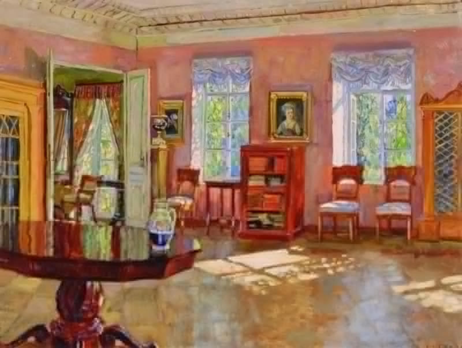 SERENDIPITP Vintage Wall Art Canvas Nordic Poster Canvas Print Picture the Interior of the Library Is a Stately Home by Stanislav Zhukovsky Wall Art Poster for Home Decor 60x90cm