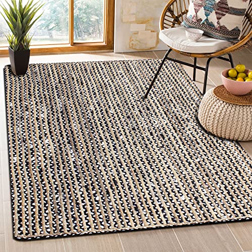 Tapis de sol en jute résistant et multifonction beige noir - 2