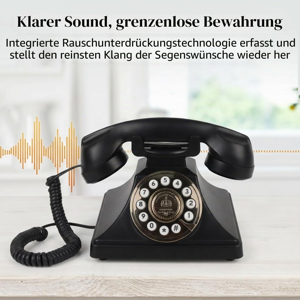 Audio-Gästebuch Hochzeitstelefon, FESTRING Retro Audio-Gästebuch,Schwarz | Hochwertige Audioaufnahmen im Gästebuch, Vintage-Schwarz-Dekor für Hochzeit, Geburtstag, Abschluss, Babyparty & Rentenfeier