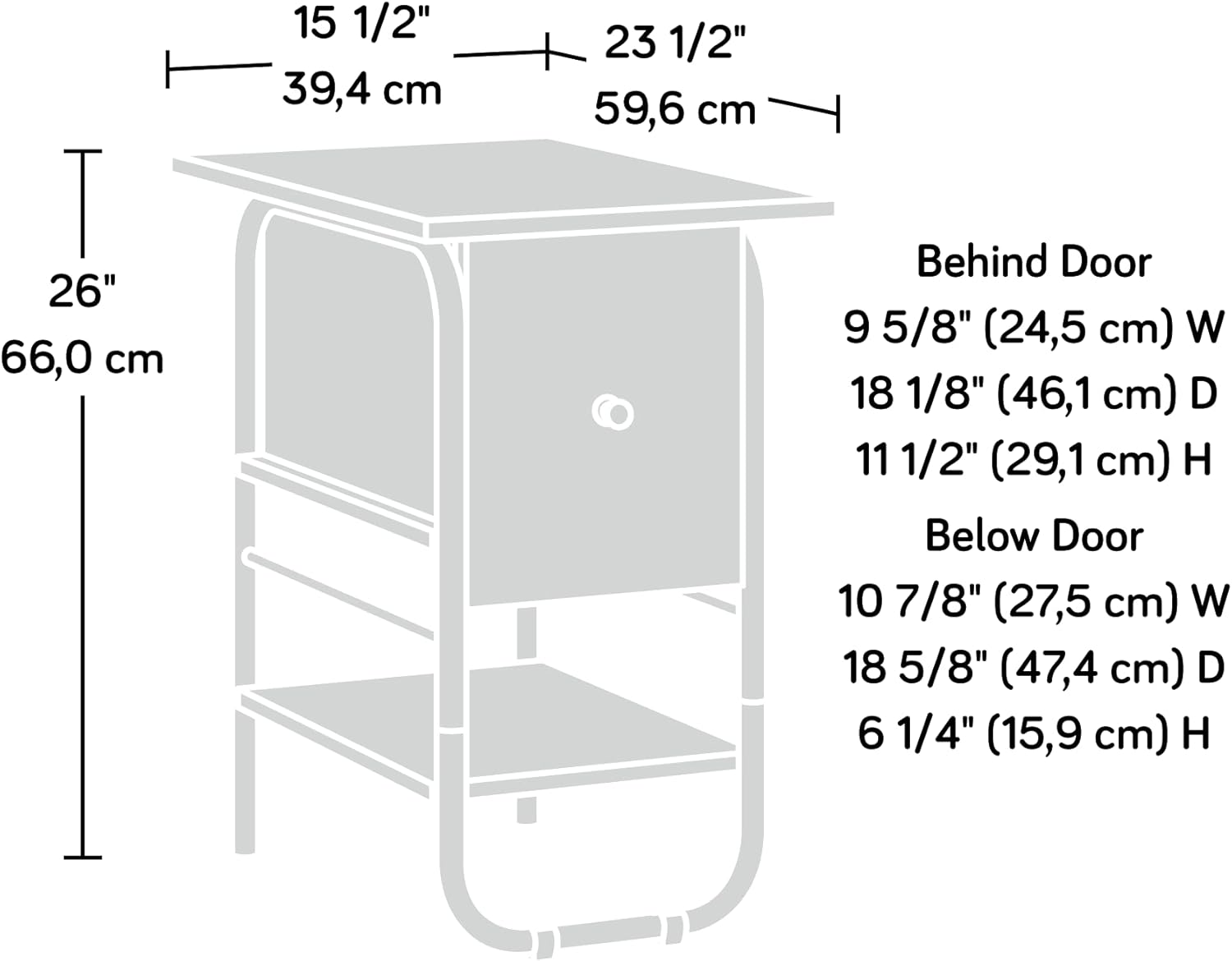 Sauder Union Plain Side Table with Flip Down Door, Prairie Cherry Finish