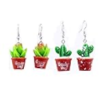 Lovely Cactus Succulent Potted Plant Dangle Earrings Botanical Floral Polymer Clay Cute Earrings for Women Jewelry
