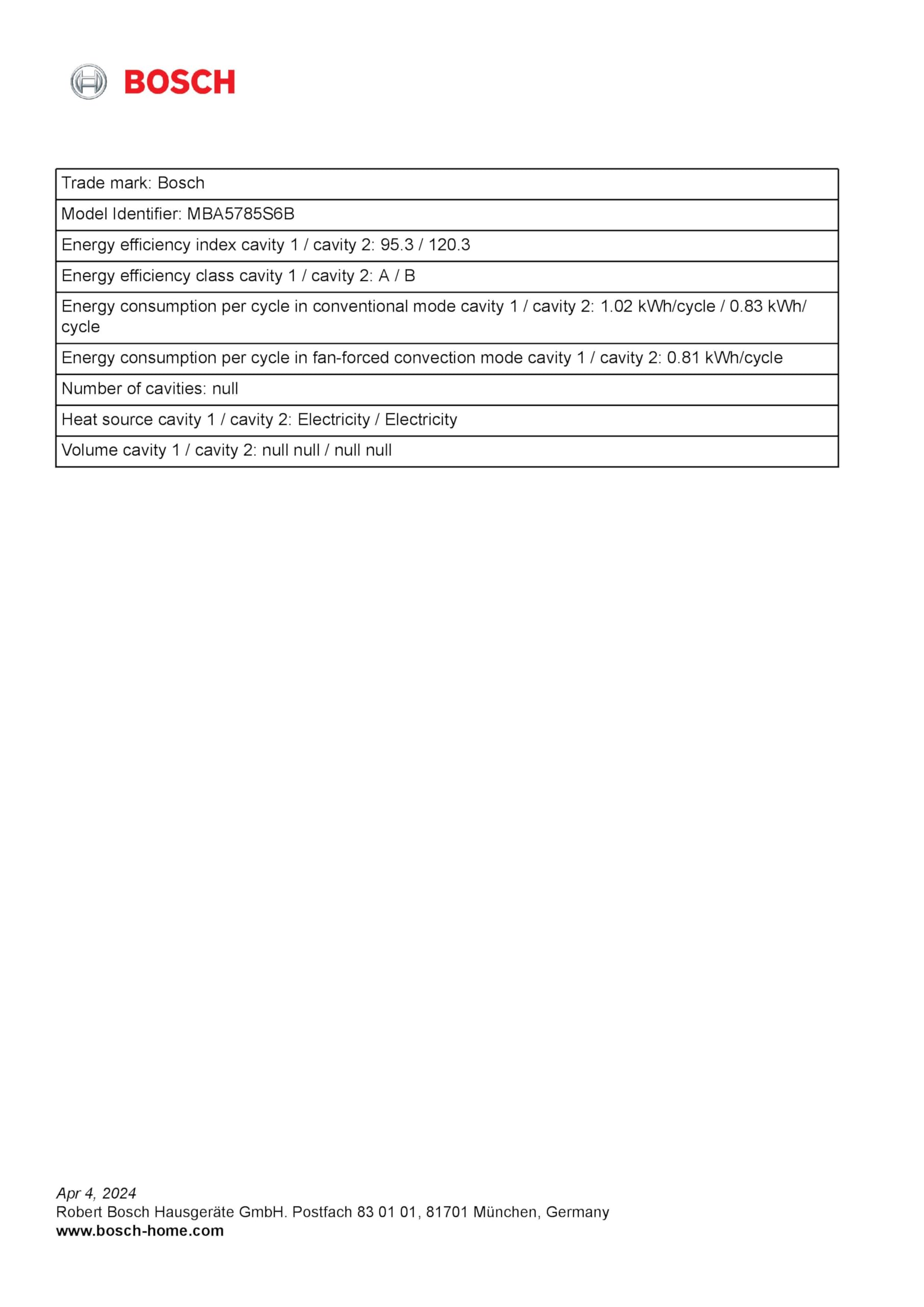 Bosch MBA5785S6B Series 6, Built-in double oven - 5