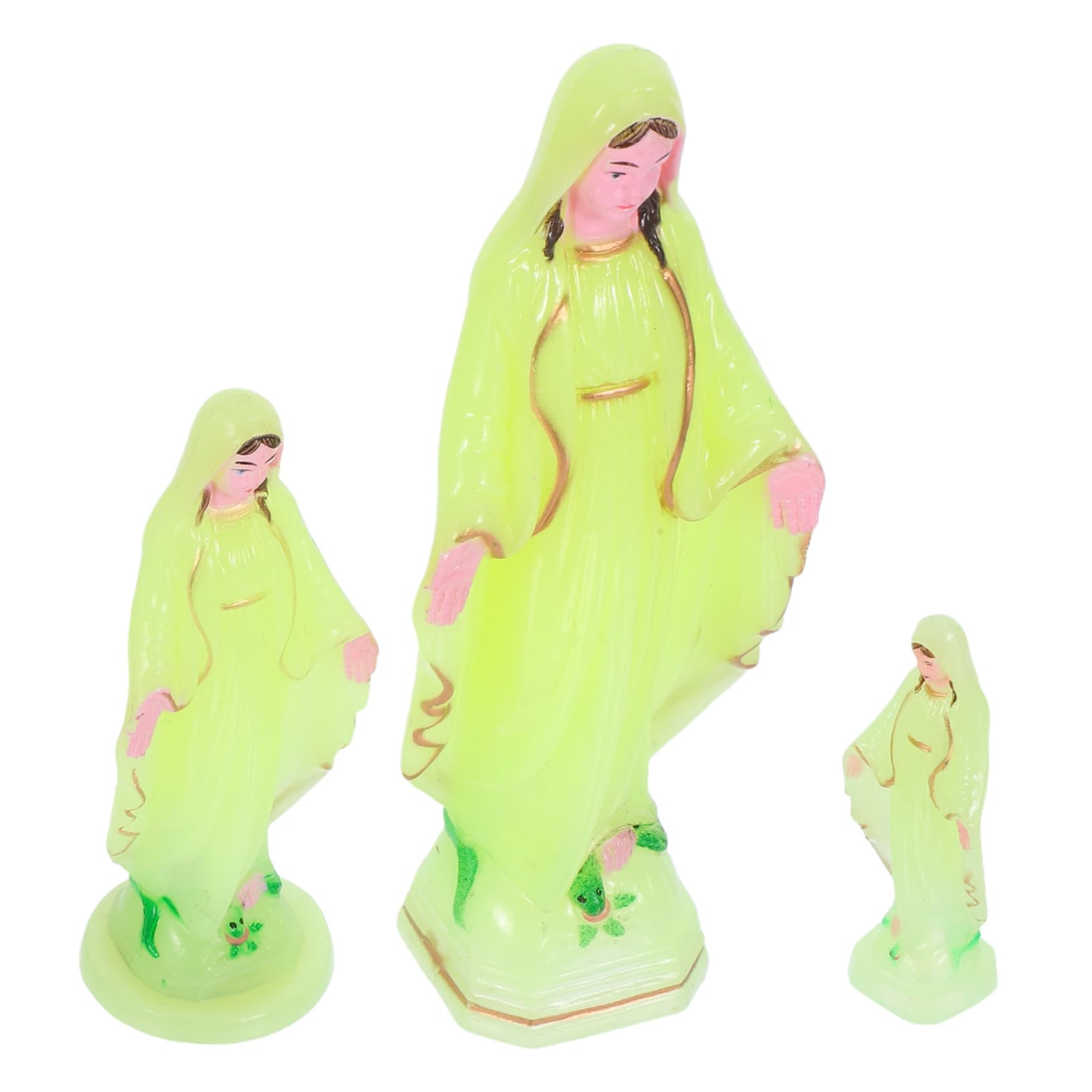 Statue de la Vierge Mobestech phosphorescente lot de 3 figurines Notre-Dame de Grâce