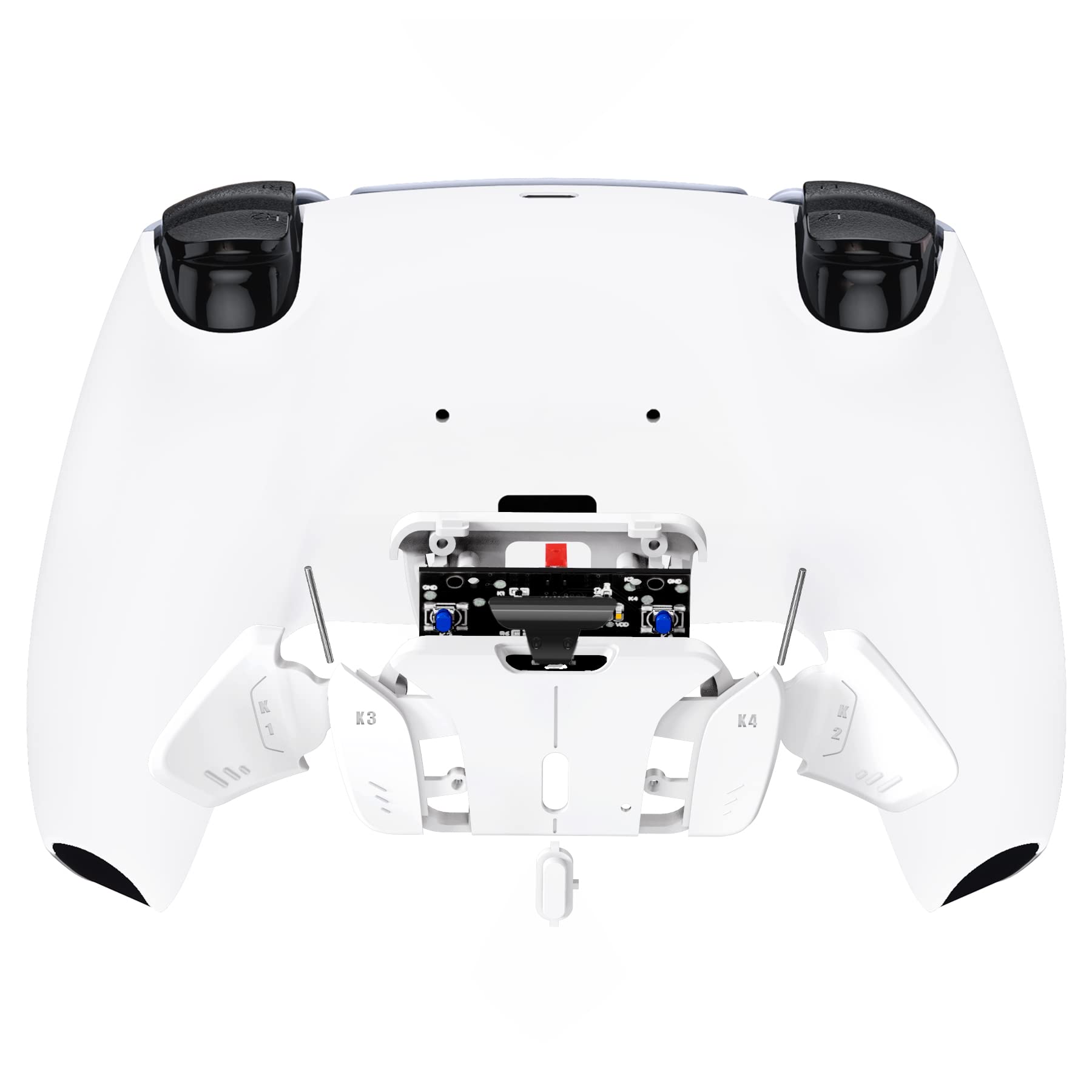 eXtremeRate Rise4 Remap Kit Programmabile per ps5 Controller BDM-010/020,4 Palette Tasti Aggiuntivi Back Button & Cover Posteriore per ps5 Joystick-Bianco