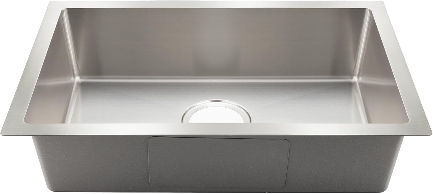 RecPro RV Single Bowl Kitchen Sink | 23" x 15" | Stainless Steel | Stain Resistant | Rear Center Drain
