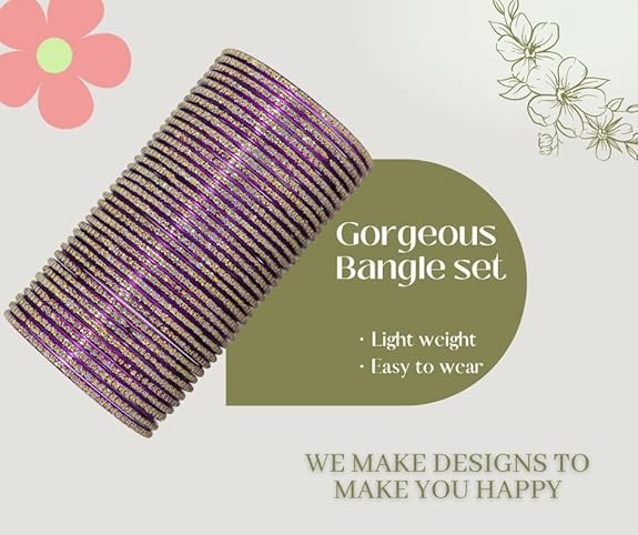 NMII Glass with Polka Dots & Glitter Stylish Fancy Bangles Set For Women & Girls | Glass Bangles | Traditional Women Bangles - Pack of 36 Bangle - Image 5