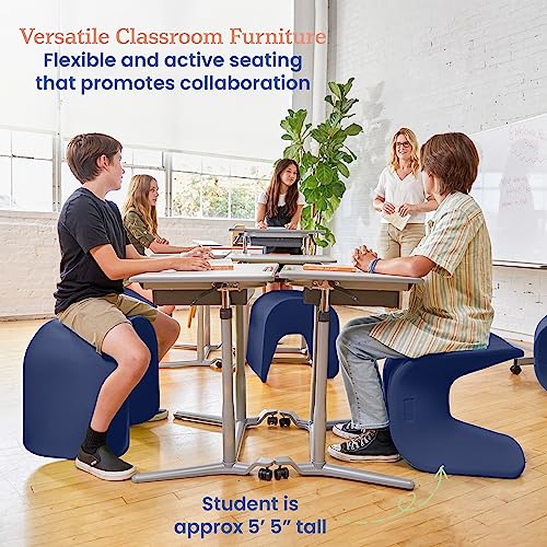 Image of ECR4Kids Wave Seat, 18in - 19.6in Seat Height, Perch Stool, Navy