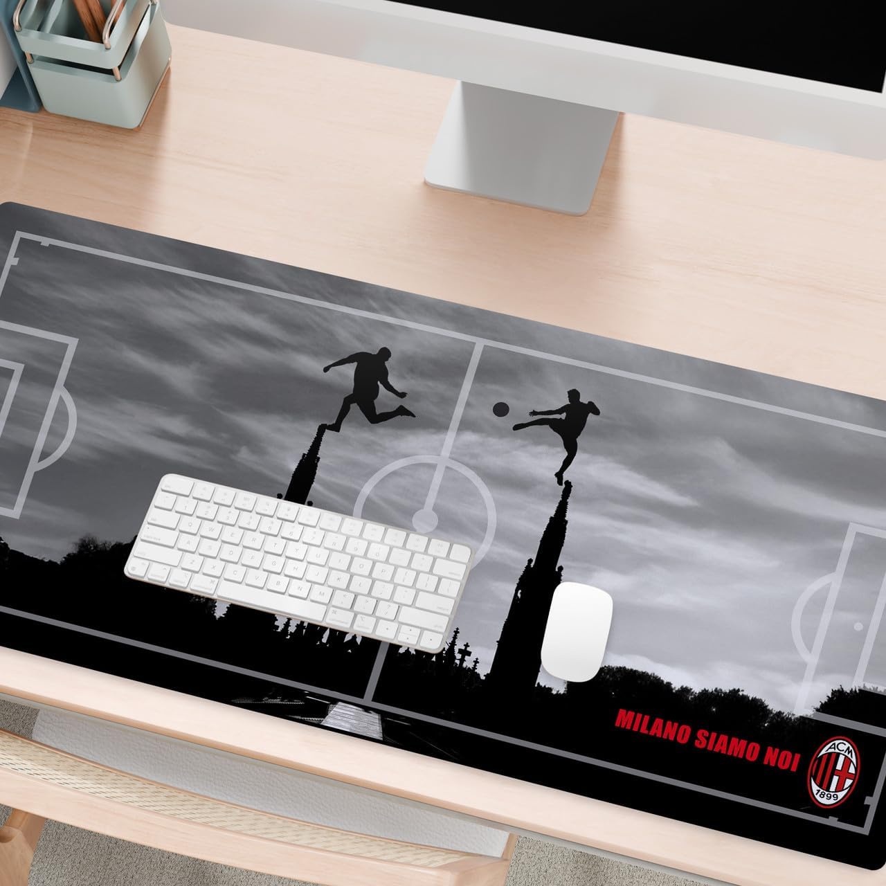 Head Case Designs Officially Licensed AC Milan Milano Siamo NOI Crest Logo 37.4 x 15.75 x 0.16 inches (900 x 400 mm) - XL Gaming Office Desk PC Keyboard Mouse Mat Pad