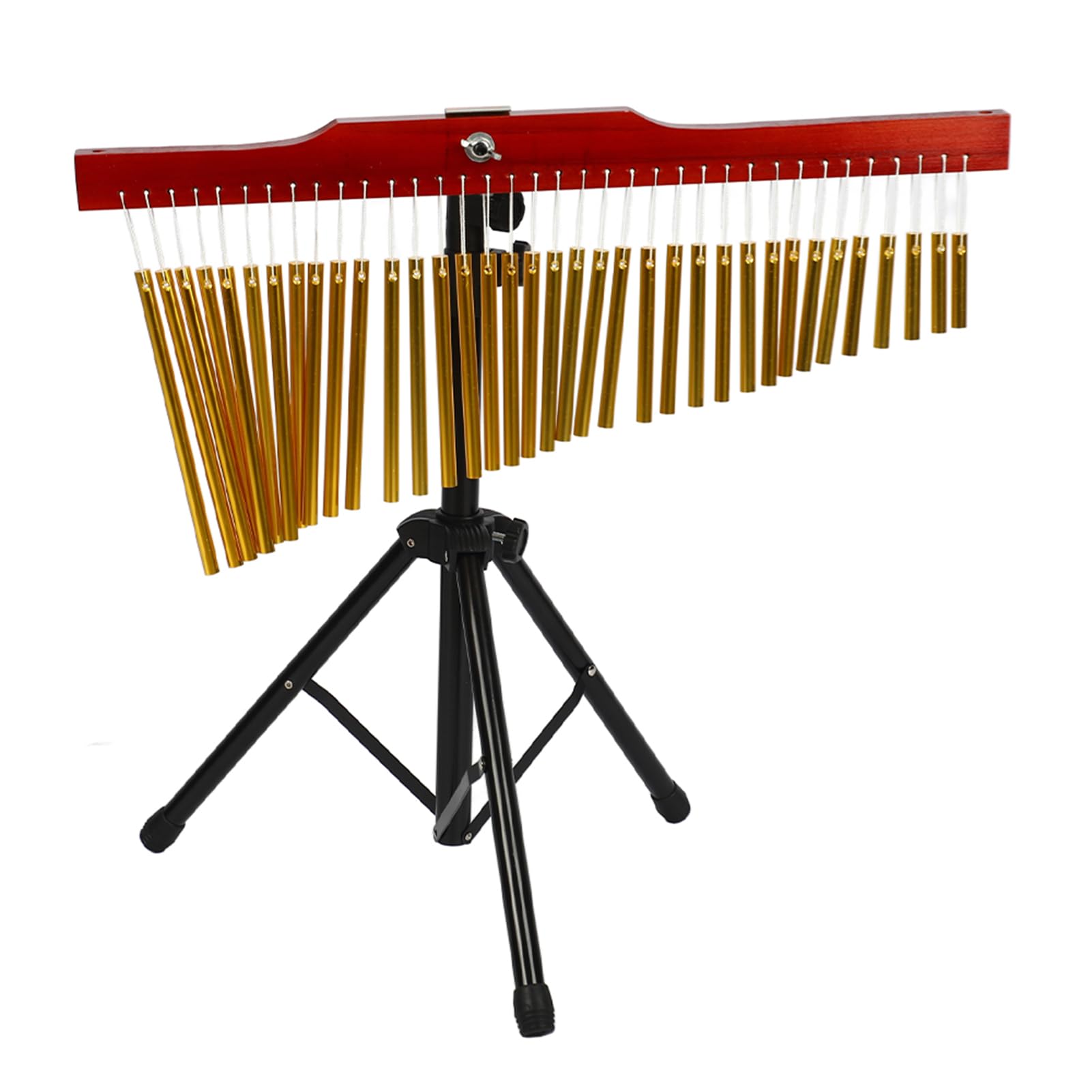 Eujgoov Carillón de Viento de 36 Barras, 36 Campanas de Aluminio Macizo con Base de Madera, Soporte de Trípode Ajustable para Instrumento de Percusión de Relajación de Meditación, Altura de 68,5-162