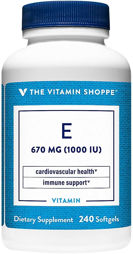 The Vitamin Shoppe Vitamin E 1,000IU - Antioxidant Support for Skin Health & Immune Function, Daily Vitamin (240 Softgels)