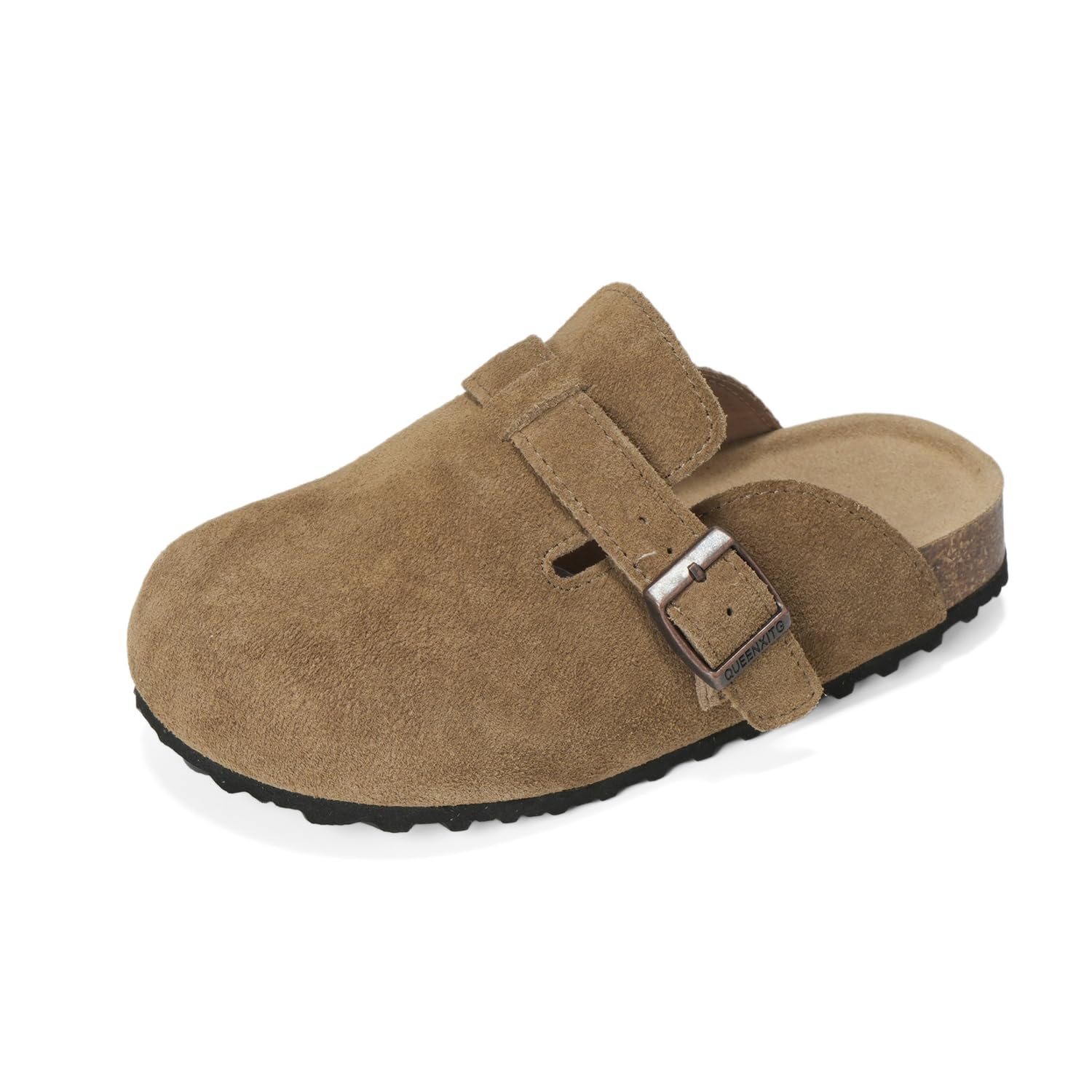 Kids Suede Clogs Toddler Clogs for Girls Boys Cork Footbed Mules Adjustable Buckle Sandals for Indoor Outdoor