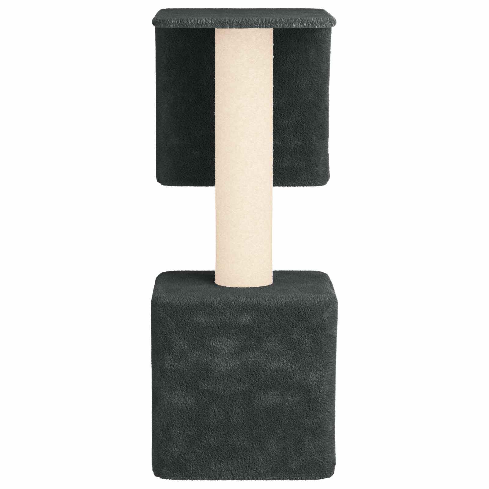 Rascador con columna rascador de sisal, gris oscuro, 114 cm | Torre de escalada de varios pisos con una acogedora cueva para gatos para el salón o el dormitorio.