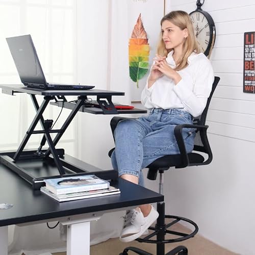 Olixis 9999 Tall Drafting Chair, Adjustable Foot Ring And Armrests, Breathable Mesh, Ergonomic Lumbar Support 360 Degree Swivel, For Standing Desk, Laboratory, Kitchen Bar, Office thumb #1