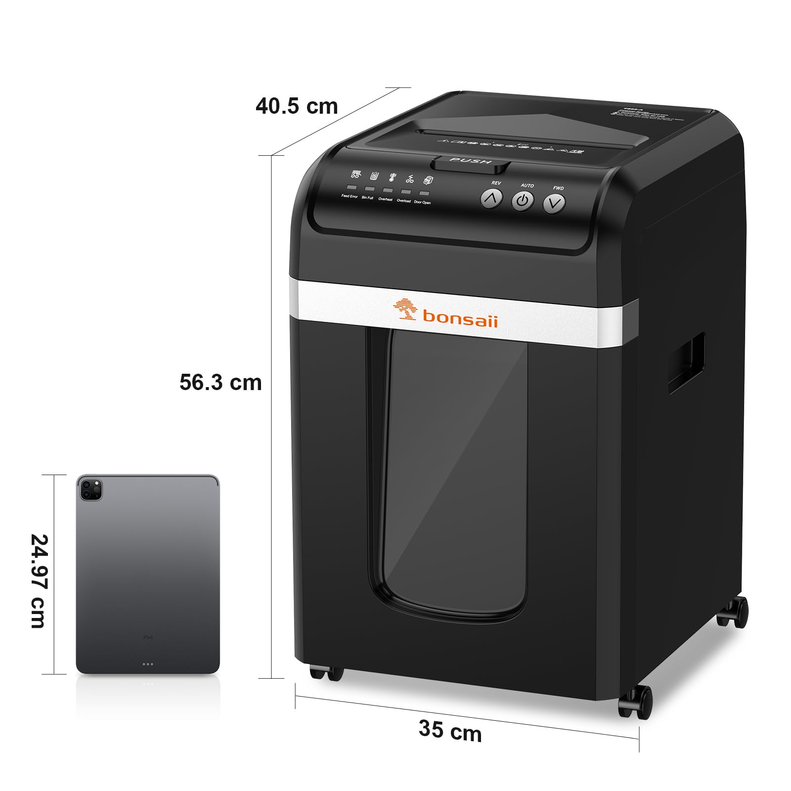 Bonsaii Distruggi documenti con Alimentazione Automatica da 200 Fogli, 60 Minuti di Funzionamento Continuo, Taglio a Frammento P-4, Cestino da 31L, Silenzioso e Ideale per Ufficio, C283-A