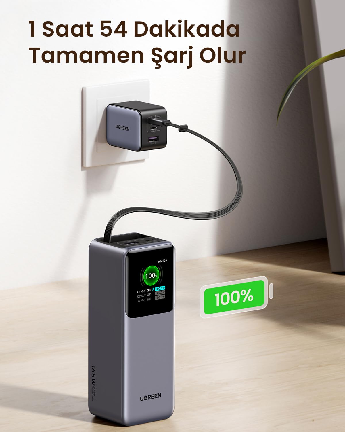 165W Powerbank W RETRACT USB-C CABLE
