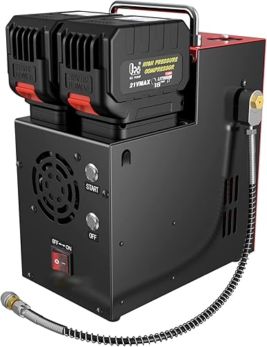 GX PUMP Compresor de aire PCP L3 4500Psi/320Bar/32Mpa, compresor PCP con baterías de litio duales de 18 V, presión establecida y apagado automático