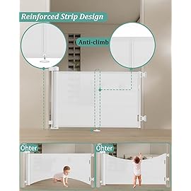 Miumoon 71 inch Retractable Baby Gates 34 inch Tall, Retractable Gate with Reinforced Strip Design to Prevent Crawling Through, 6 FT Retractable Dog Gate for Stairs, Doorways, Hallways, Indoor/Outdoor