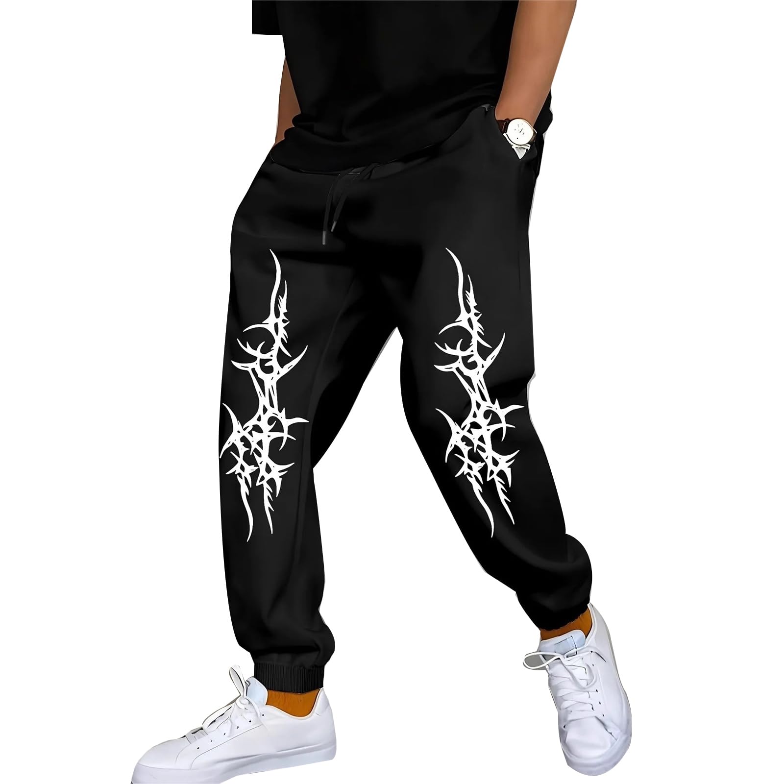 xueneige Y2k Sweatpants Men Women Punk Gothic Joggers Hip Hop Casual Jogging Pants with Pockets Black