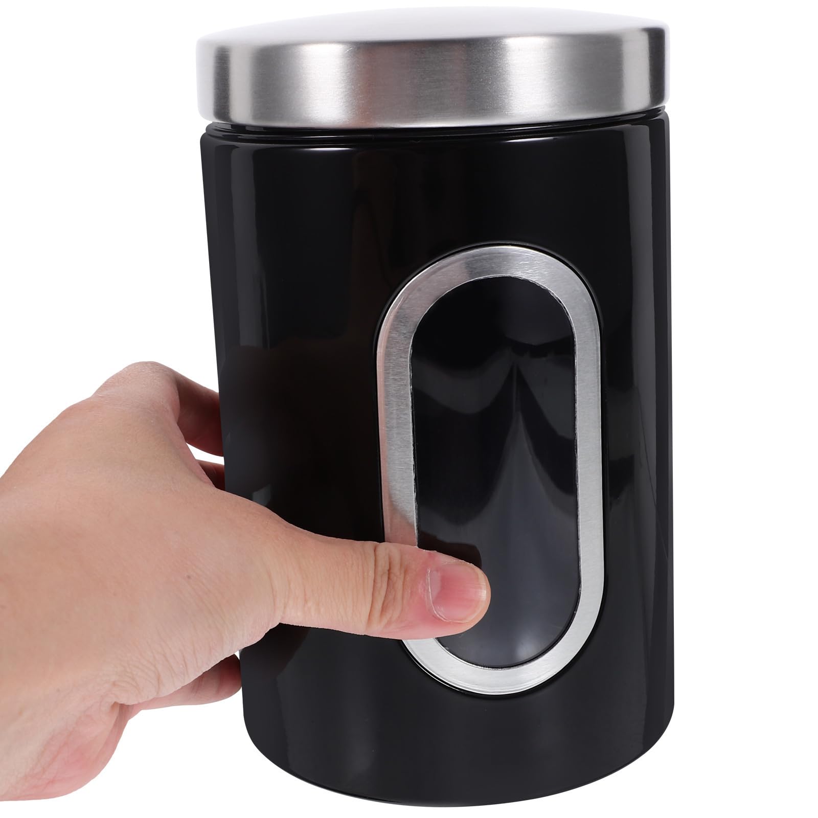 Tarro de Almacenamiento de Alimentos Hermético de Acero Inoxidable Negro