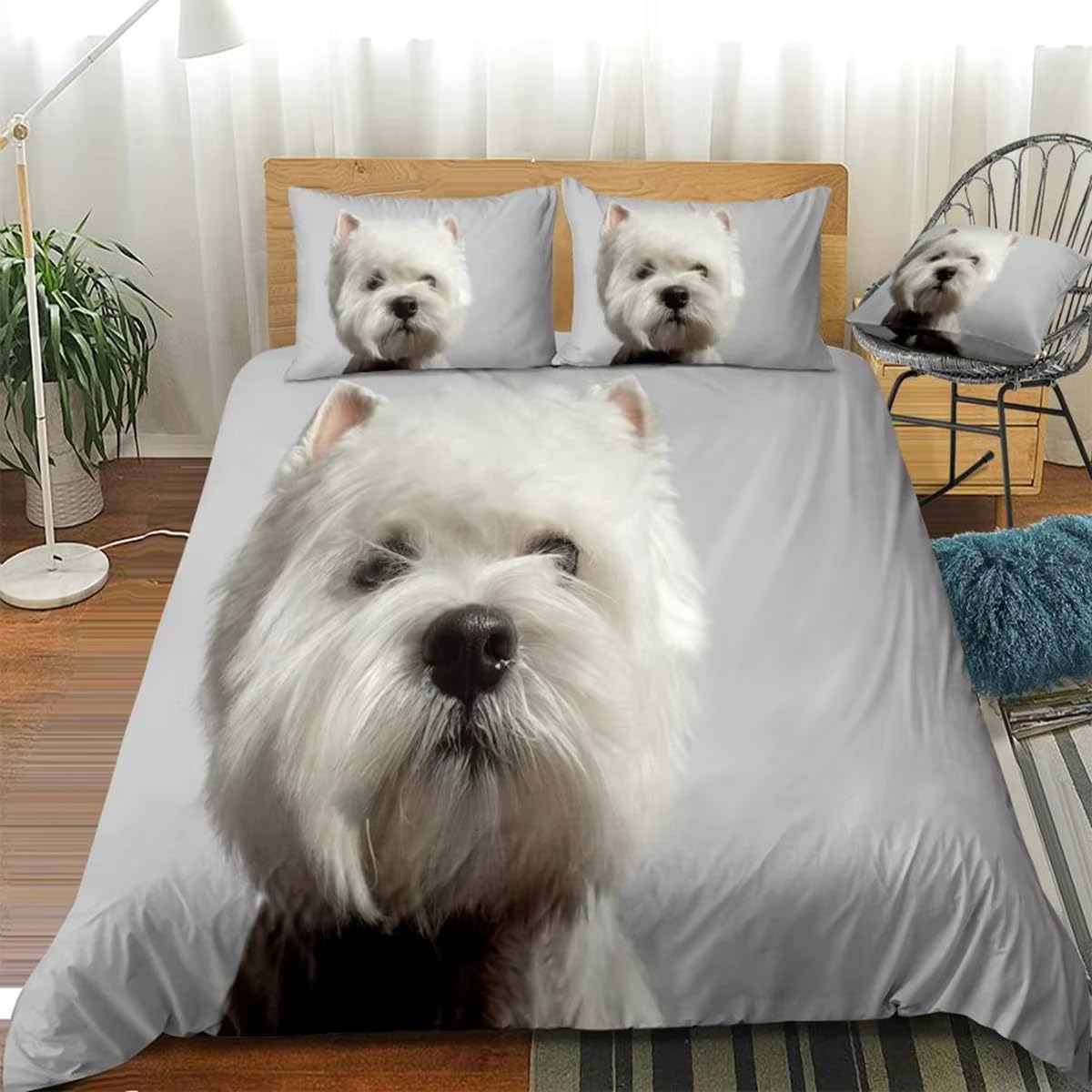 NDXRWDZR Single Bedding Set West Highlands Duvet Cover for Kids Soft Hypoallergenic Microfiber Duvet Cover with Zipper Closure, 1 Duvet Cover 135x200 cm + 2 Pillowcases 50x75 cm