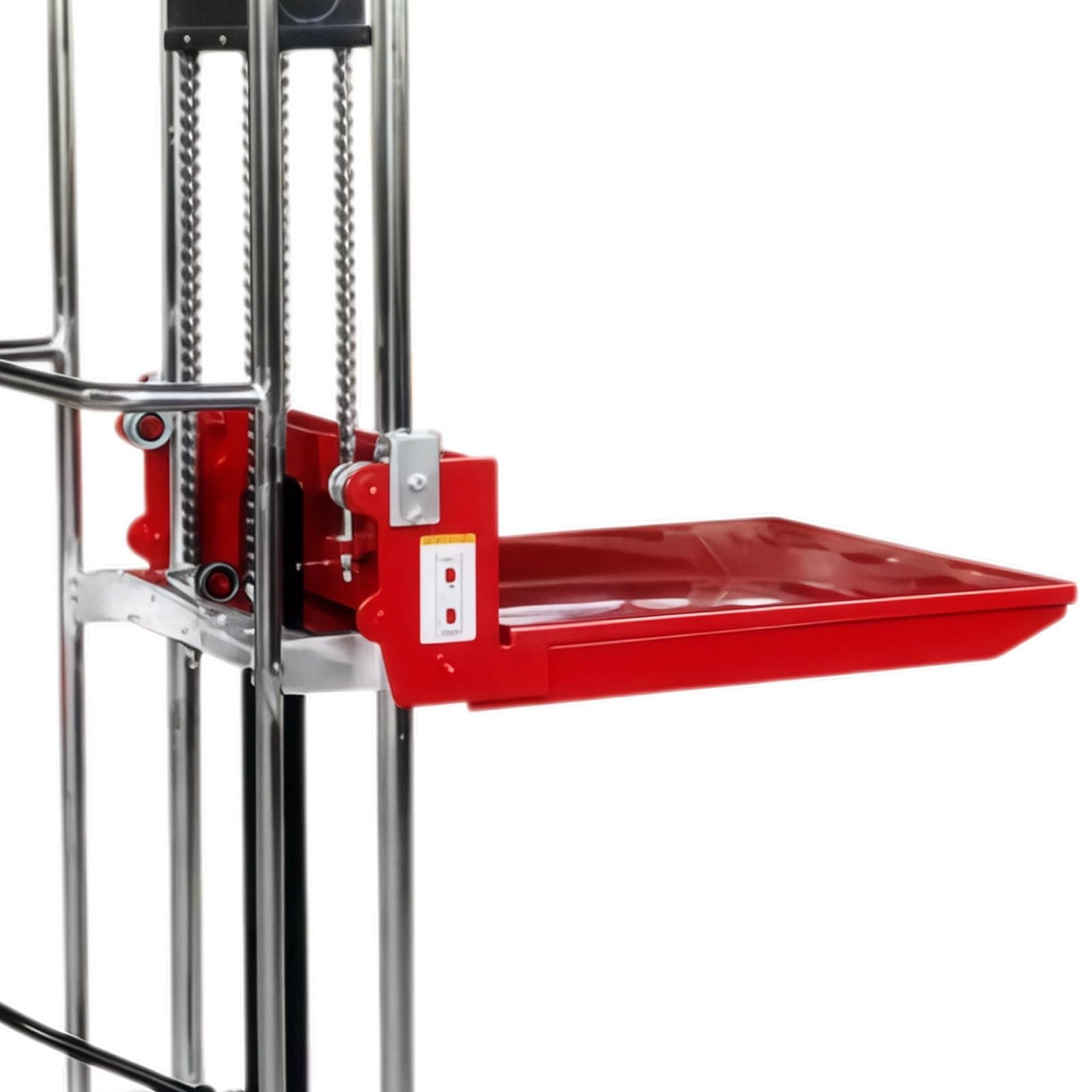 Transpallet Carrello elevatore idraulico manuale, capacità 400 kg, sollevamento 110 cm, con piastra di copertura rimovibile