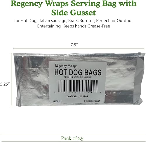Miniatura 7 de Regency Wraps Bolsas resistentes a la grasa, bolsas forradas con papel de aluminio para retener el calor, perfectas para perros calientes, burritos