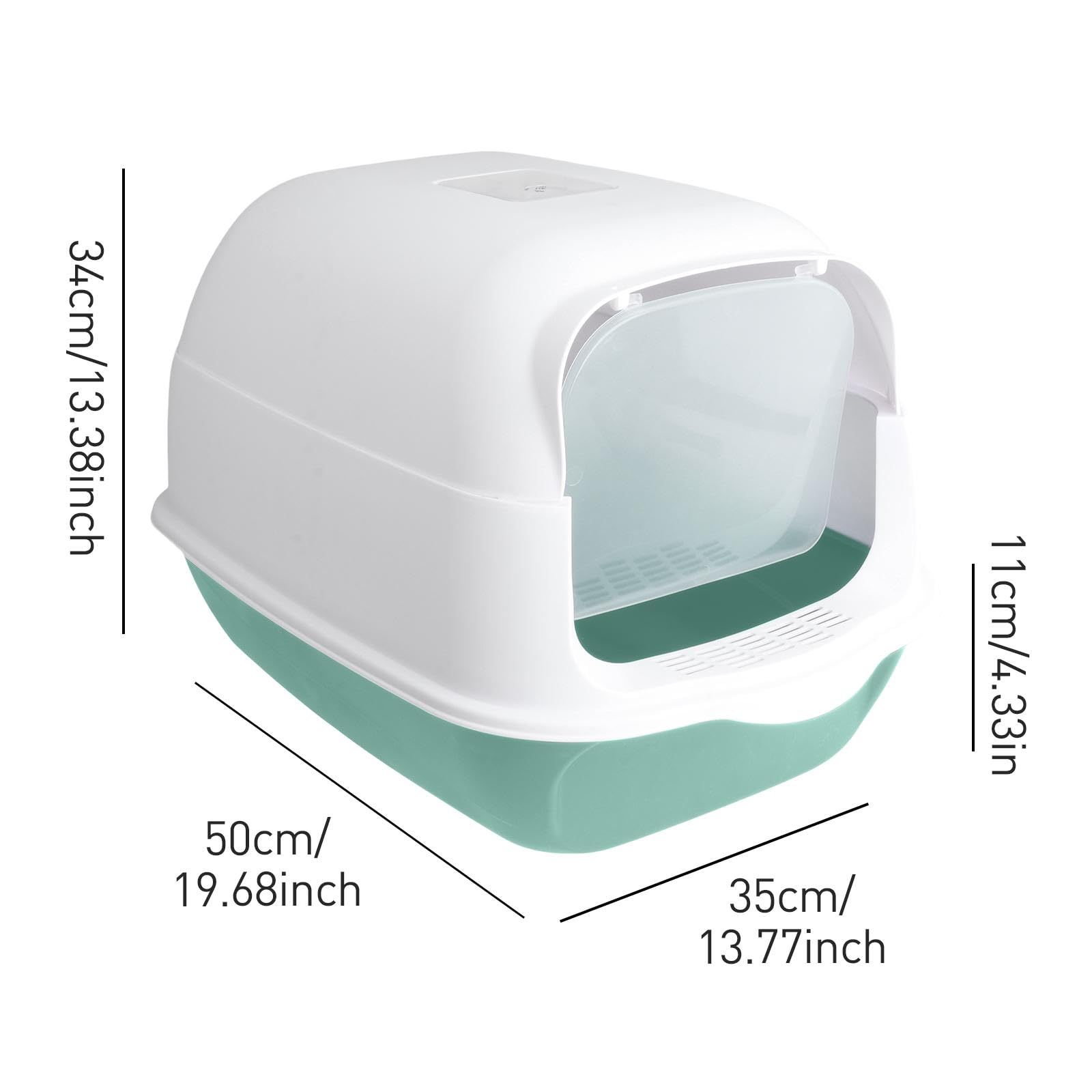 Toilettes Fermées pour Chat, Grand Modèle, avec Porte Avant Anti-éclaboussures et Amovibles, Vert