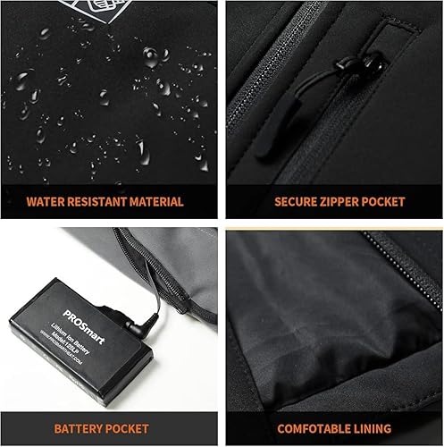 Miniatura 3 de PROSmart 12V Men's Heated Jacket - Waterproof Electric Heating Coat Battery Operated Jackets for Men with Battery Included