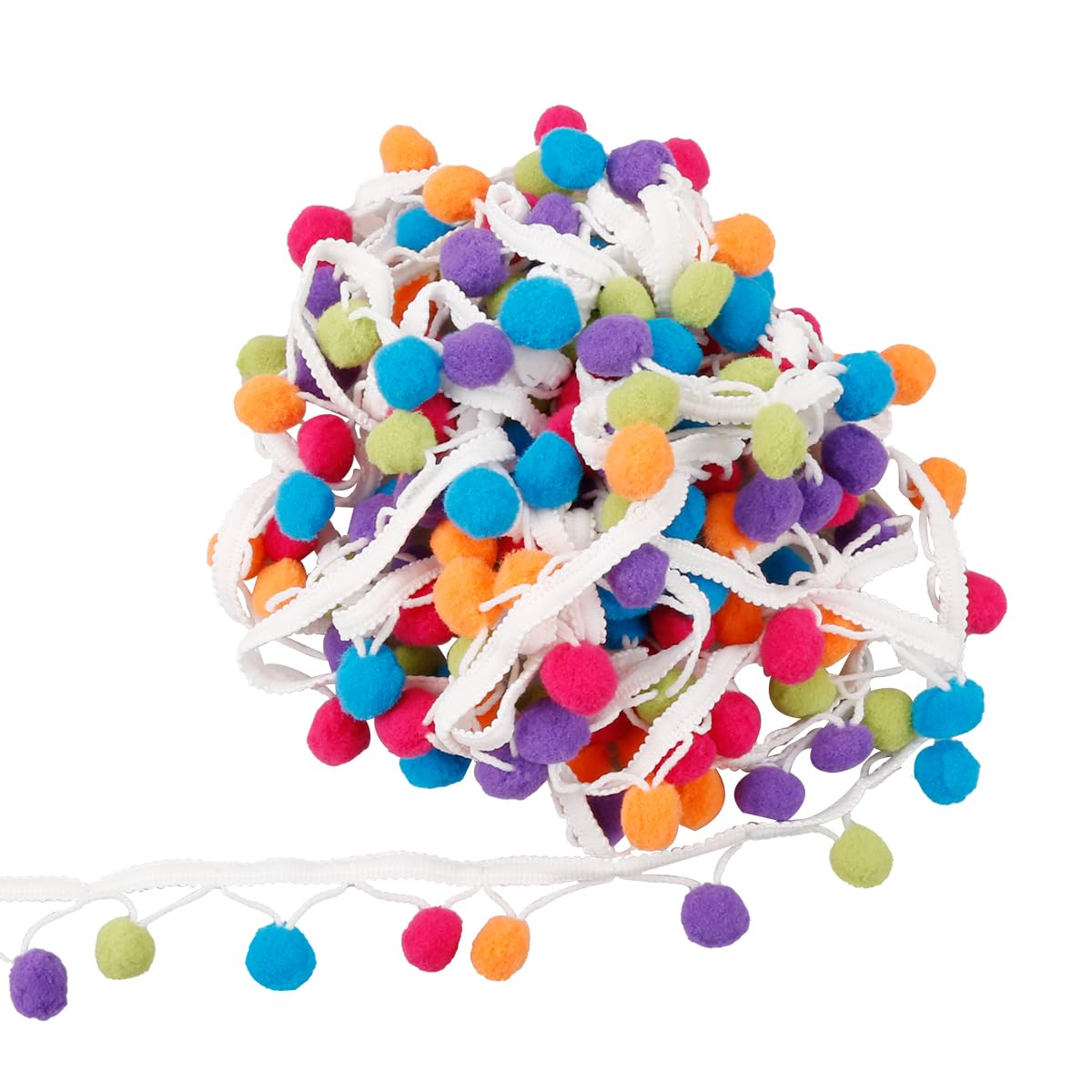 Bojueshaw 5M Pom Pom Trim Ribbon,Colored Felt Ball Garland,Ball Fringe Sewing Ribbon for Bedroom Classroom Birthday Party Decoration