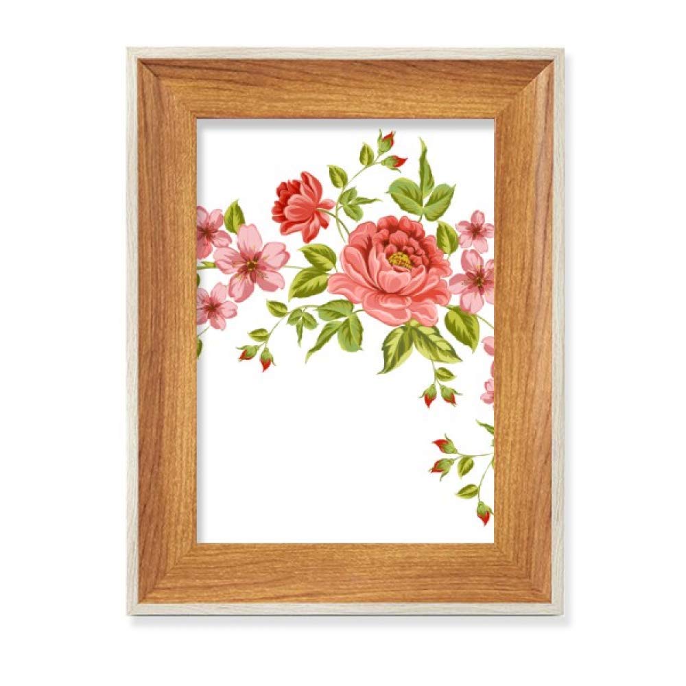 Cadre Photo En Bois 5x7 Pouces – Décoré Main D'une Rose Rouge (Unique)