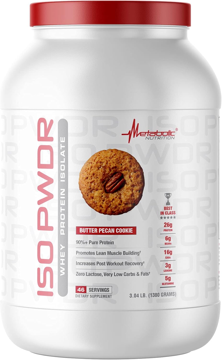 Metabolic Nutrition Whey Protein Isolate ISO PWDR Peanut Butter Cookie, 1.54lb, 23 Servings, 26g Protein, Fast Digesting, Zero Carbs, Delicious Flavor, Very Low Carbs & Fat, Zero Lactose