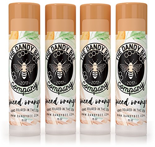 Organic Beeswax Lip Balm by Dandy Bee Co. – Spiced Orange 4 Pack – Organic Beeswax, Shea Butter, Vitamin E, Essential Oils - Deep Healing Lip Butter for Dry Lip - Made in USA