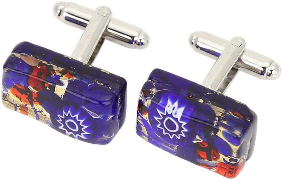 Glass Of Venice Murano Glass Venetian Classic Rectangular Cufflinks - Blue Red