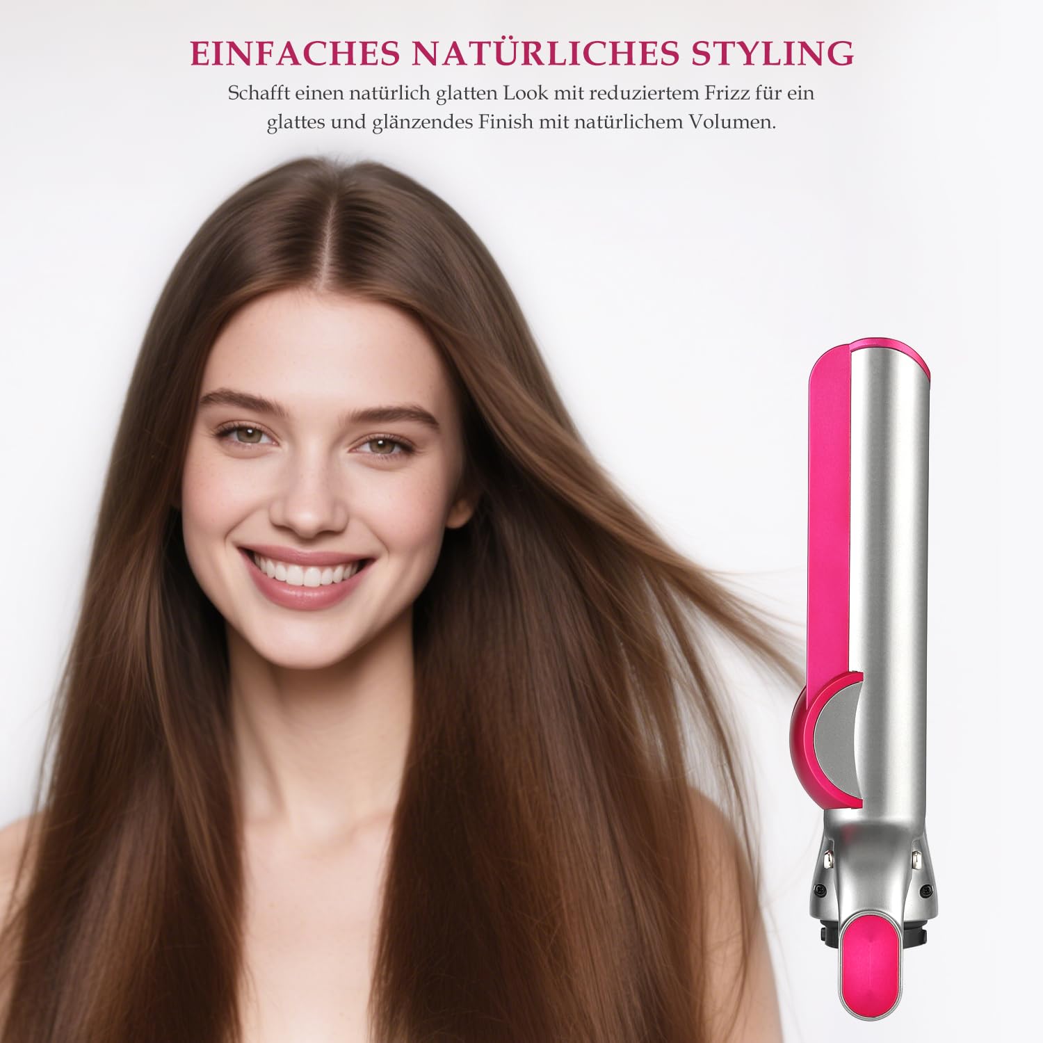Haarglätter-Aufsatz für Dyson Airwrap, Kompatibel mit HS01/HS05/HS08, Airflow Technologie ohne Heizplatten, Gleichzeitiges Trocknen und Glätten mit Luftstrom, Reduziert Hitzeschäden, Fuchsia