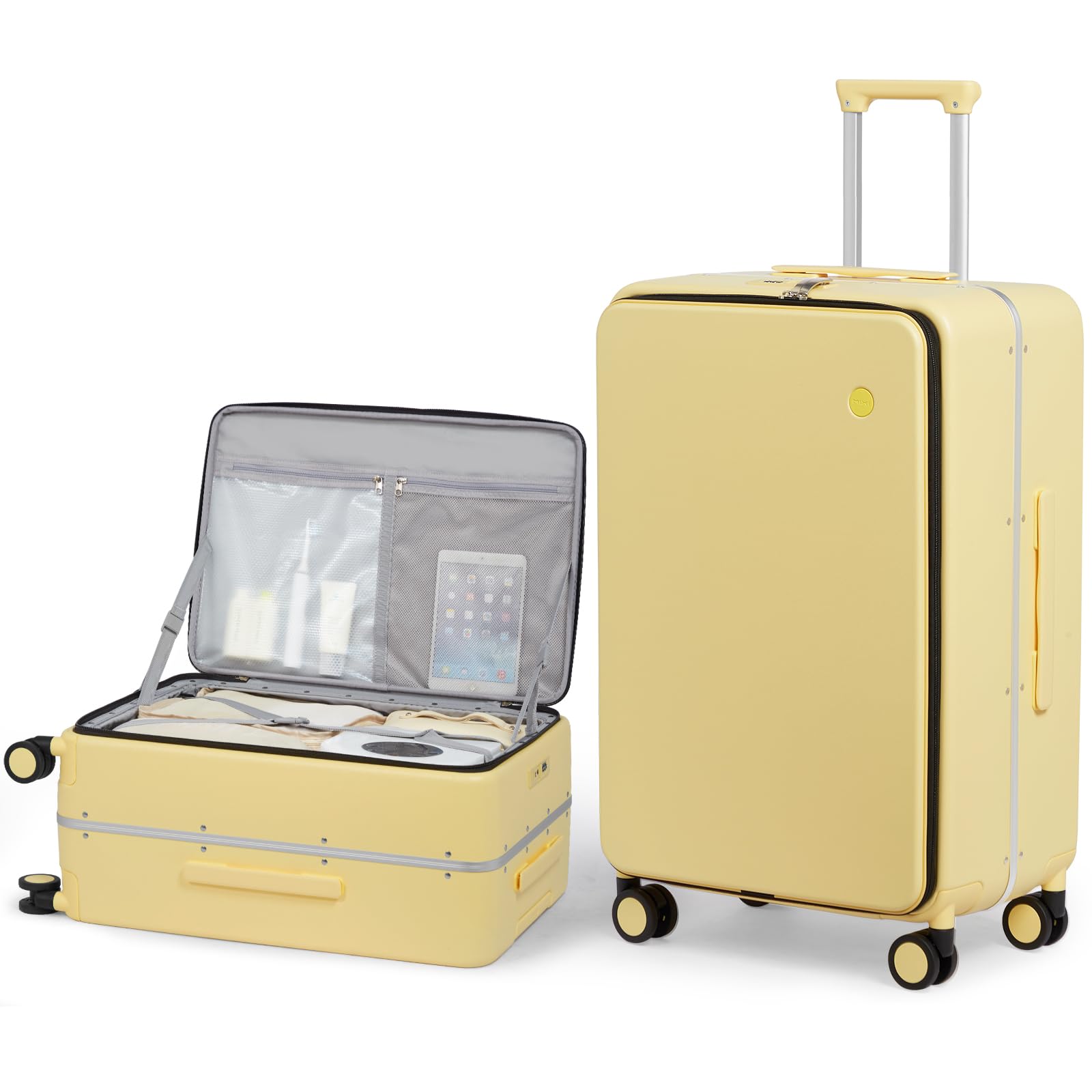 mixi 26 Inch Large Checked Luggage PC Hard Shell Suitcase Top Opening Aluminum Frame Travel Suitcases with Wheels