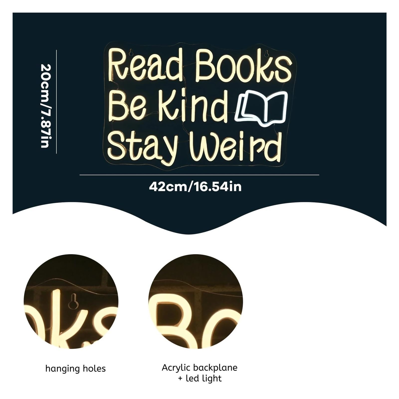 Scritta luminosa Insegna Al Neon Read Books Be Kind Stay Weird Per Studenti Bambini Adatta Per Aule Librerie Biblioteche Musei Sala Studio Decorazione Da Parete 42cmx28cm