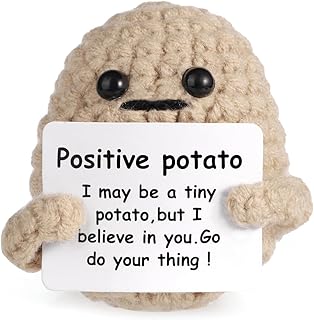 Funny Positive Potato, 2 Inch Positive Potato Cute Creative Knitted Positive Potato Toy Interesting Wool Crochet Potato Doll for Party Home Decoration Birthday Gifts Encouragement (Khaki)