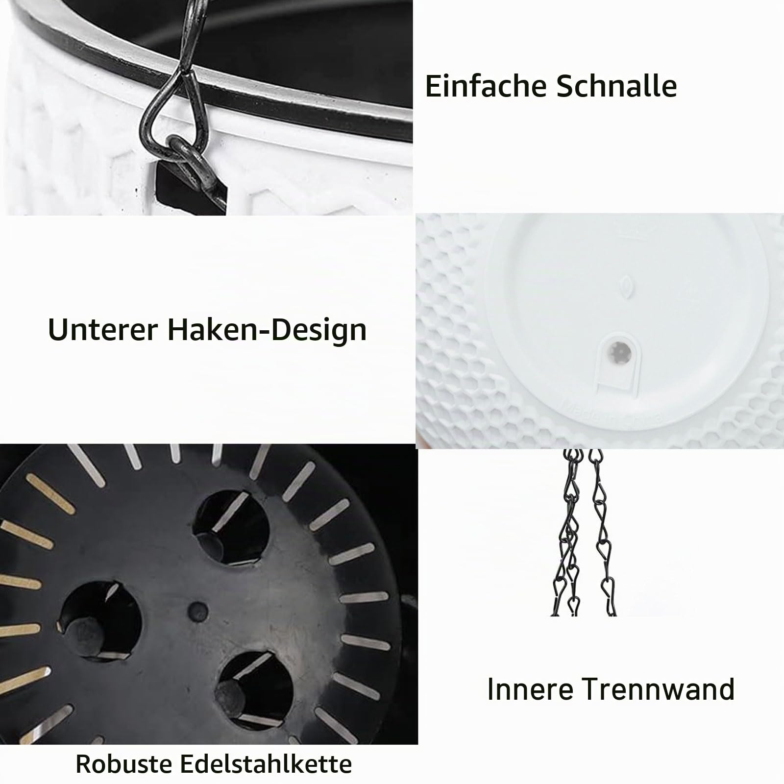 Hängende Blumentöpfe, 2 Stück Blumenampel Außen, Für Innen Draußen, Weiß M | Pflanzampel Hängeampel, Hängende Blumenampel Mit Rostfrei, Mit Drainagelöchern Und Stöpseln,Für Decken Balkone Wanddekoration